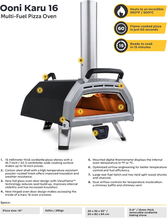 Produktbild Ooni Karu 16 (Pizzaofen Gas, Pizzaofen Holz)