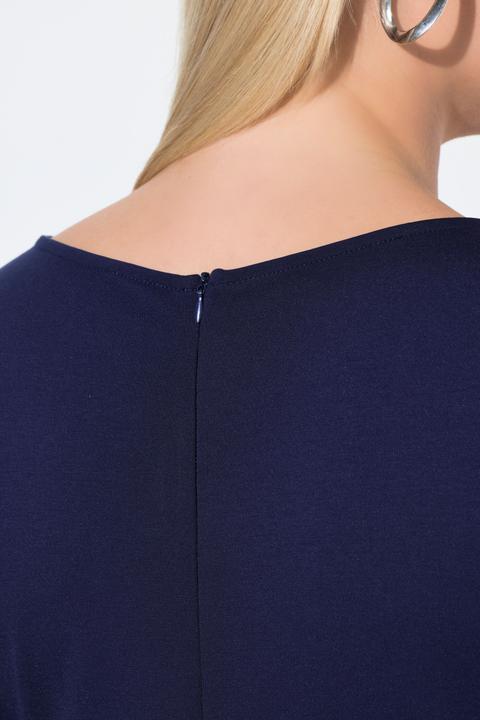 Image du produit Ulla Popken Robe midi point de Rome, drapé, encolure bateau et manches 3/4 (60)