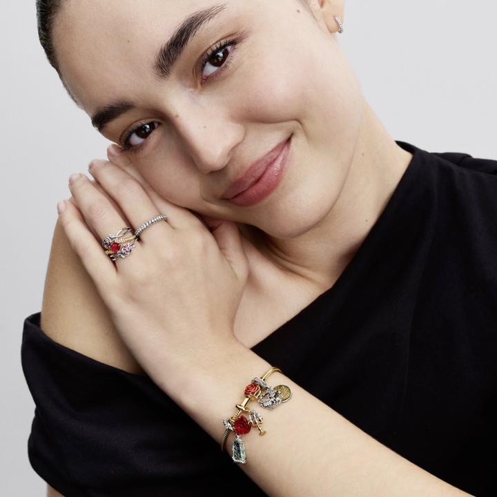 Immagine prodotto Pandora Bracciale con catena a serpente Disney La Bella e la Bestia con rosa incantata (18 cm, Metallo)