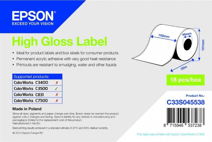 Image du produit Epson étiquette haute brillance