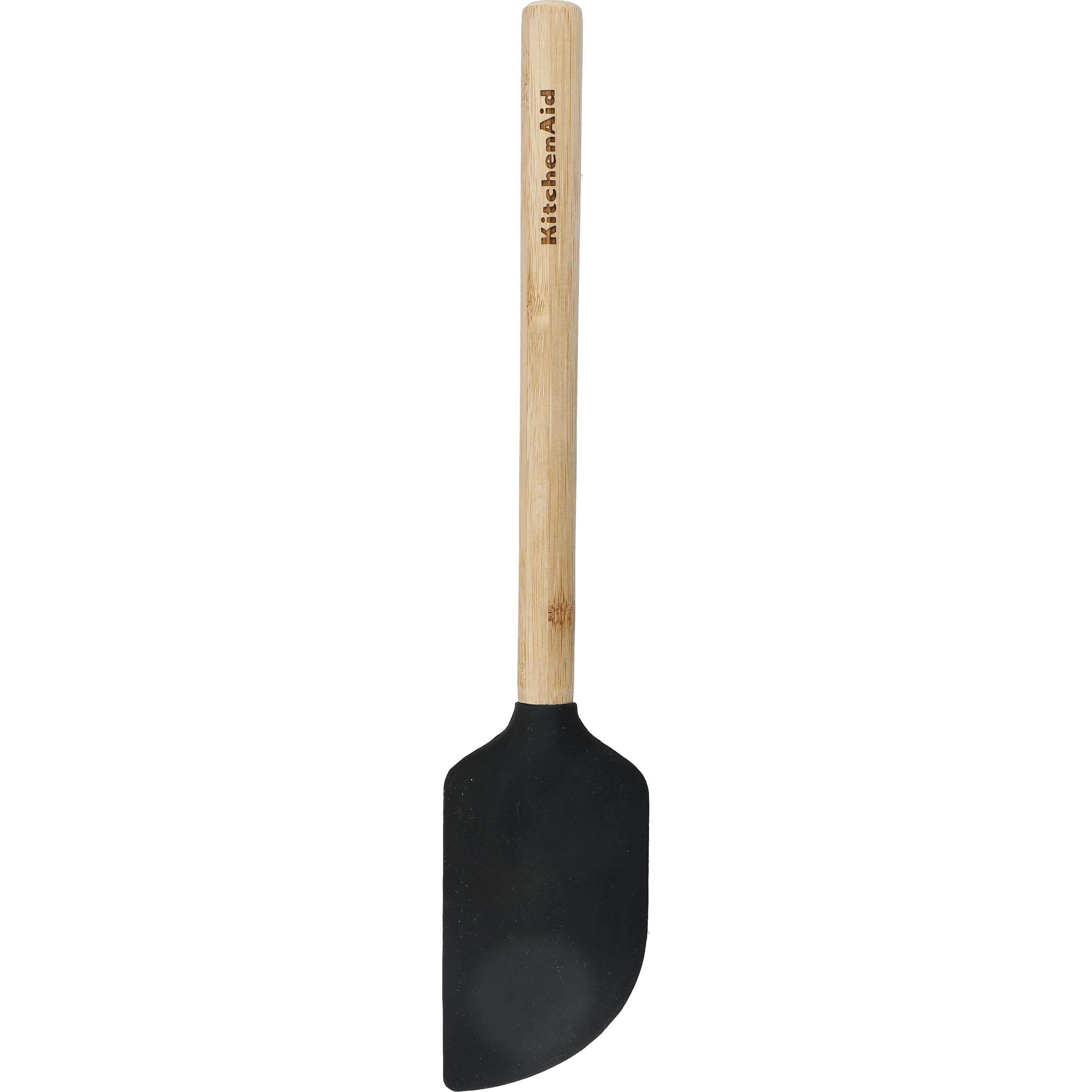 KitchenAid Bamboo Scraper Spatula with Heat Resistant and Flexible Silicone Head, Backutensilien, Schwarz