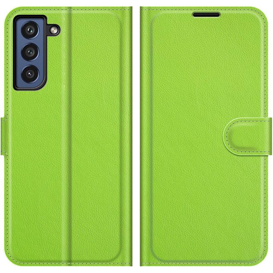 Cover-Discount Galaxy S21 FE - Leder Etui Hülle grün (Samsung Galaxy S21 FE), Smartphone Hülle, Grün