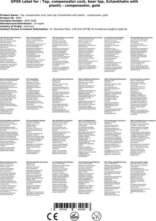 Produktbild Ich-zapfe Kompensatorhahn mit Kunststoff - Kompensator, goldfarben