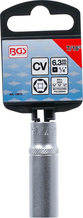 Actual product image BGS Socket, Hexagon, deep 6.3 mm (1/4") Drive 7/16" (7/16")