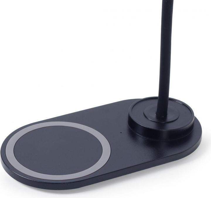 Actual product image Gembird Desk lamp with wireless charger (black + white) (177 lm)