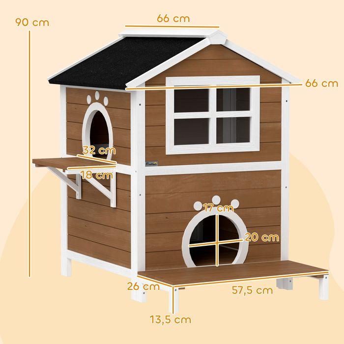 Produktbild Swisshandel24 Katzenhaus aus Holz Katzenhöhle mit Fenster, Balkon für Indoor, Outdoor Braun (Katze)