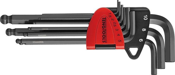 Teng Tools L-shape Allen wrench long, set of 9 pieces, 1.5 10mm