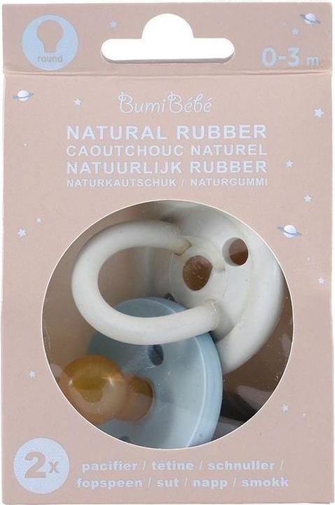 Actual product image Hevea Bumi bébé natural rubber dummy 2-pack, denim & sage, round (0-3 months) (2 x, 3 - 36 M.)