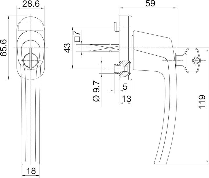 Actual product image Roto Window handle ROTOLINE - TiltFirst lockable, silver anodised aluminium