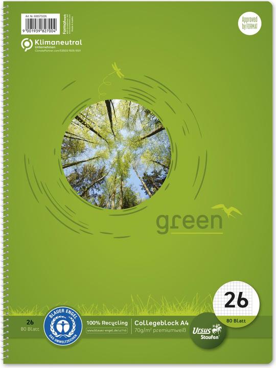 Actual product image Ursus Green Collegebook (A4, Checked)