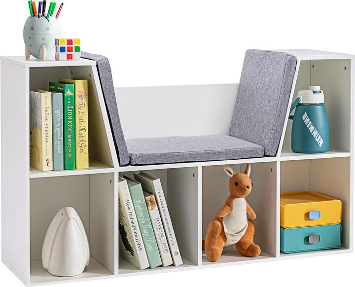 Produktbild Homcom Kinderregal MDF, Polyester Grau+Weiss (30 x 103 x 62 cm)