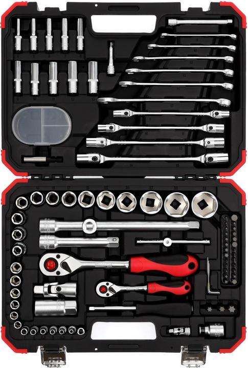 Actual product image Gedore Red red Socket spanner set, 92-piece, With reversible ratchets, ratchets, socket spanner and bit set