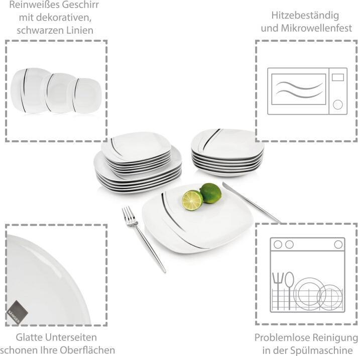 Produktbild Sänger Geschirr Bilgola Black Lines (18 Stk.)