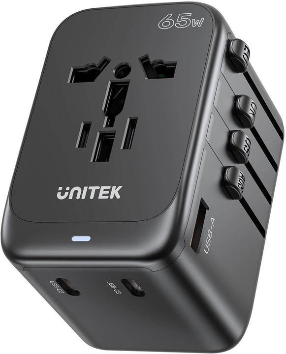 Actual product image Unitek riad EU/US/UK/AUS PD 65 watt travel charger (65 W, 4 ports)
