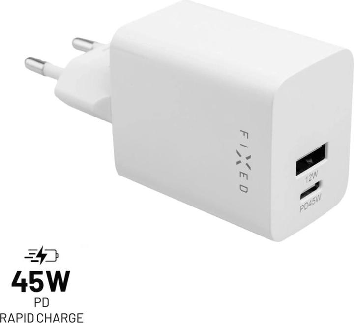 Image du produit Fixed Mini chargeur de voyage USB-C/USB fixe 45W | FIXC45M-CU-WH (45 W, 2 ports)