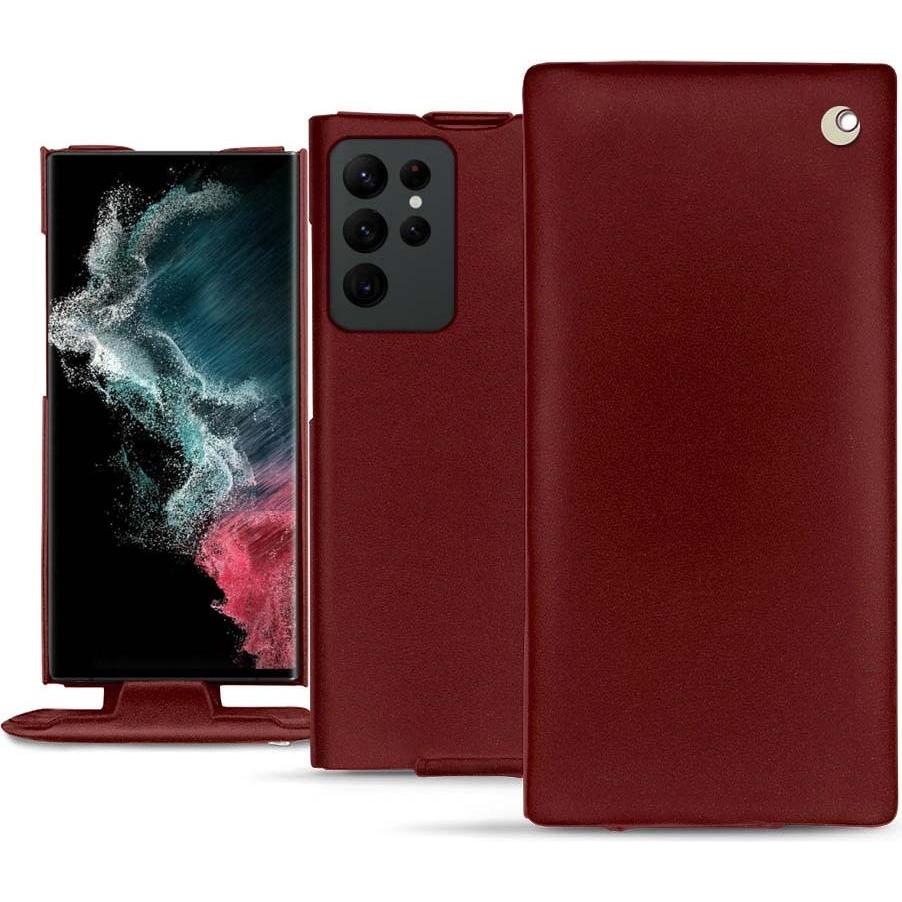 Noreve Lederschutzhülle vertikal (Samsung Galaxy S22 Ultra), Smartphone Hülle, Rot