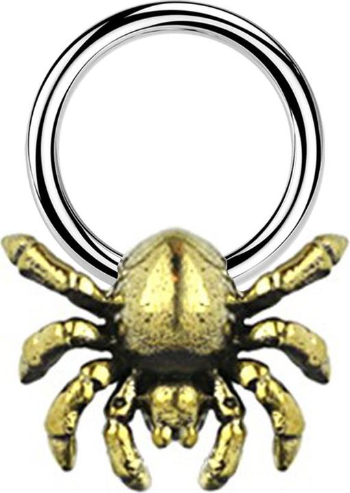 Produktbild Star Piercing Closure Ring silber Krebs vergoldet (Messing, Chirurgenstahl 316L)