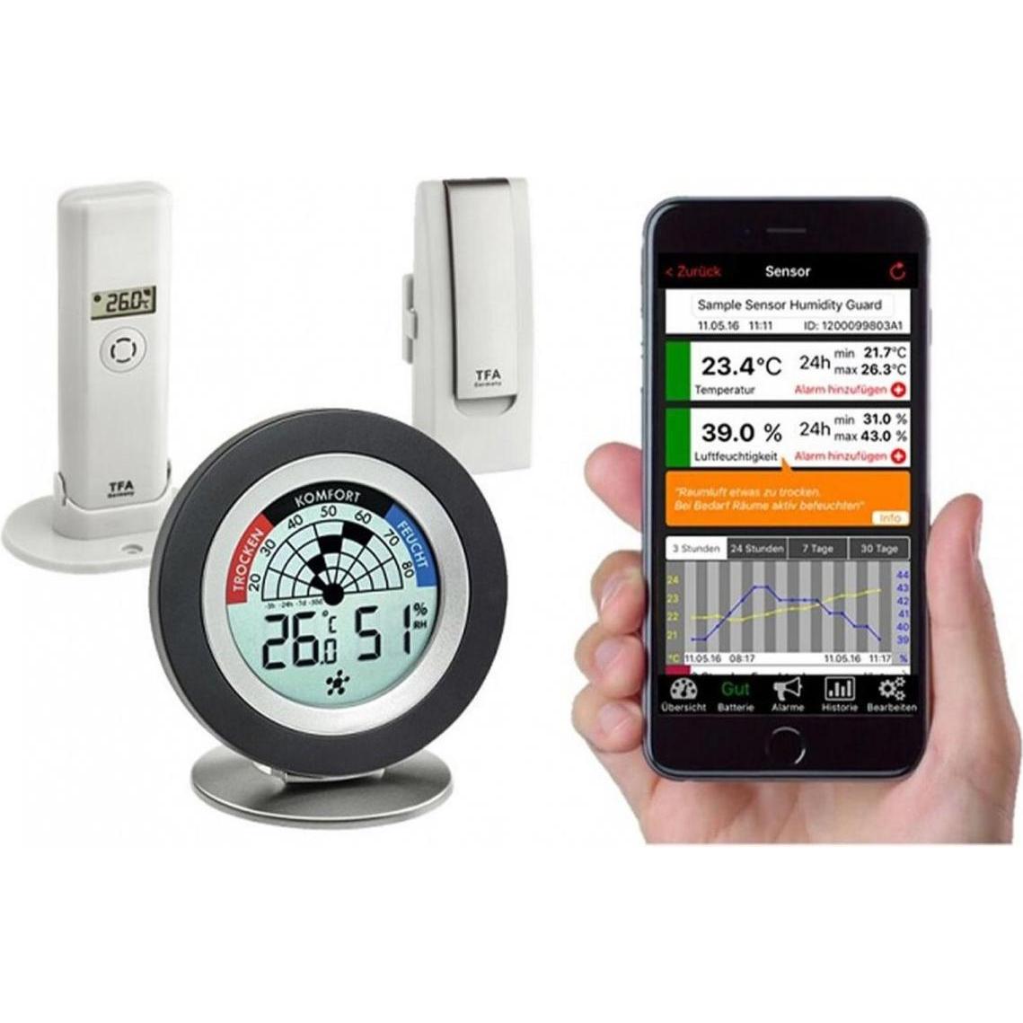 TFA WeatherHub SET8, Wetterstation, Schwarz, Weiss