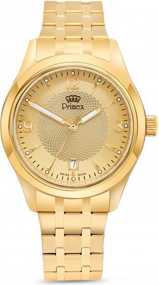 Image du produit Primex Montre Swiss Made - Bracelet Metal Dore - Cadran Dore - Etanche 50 M