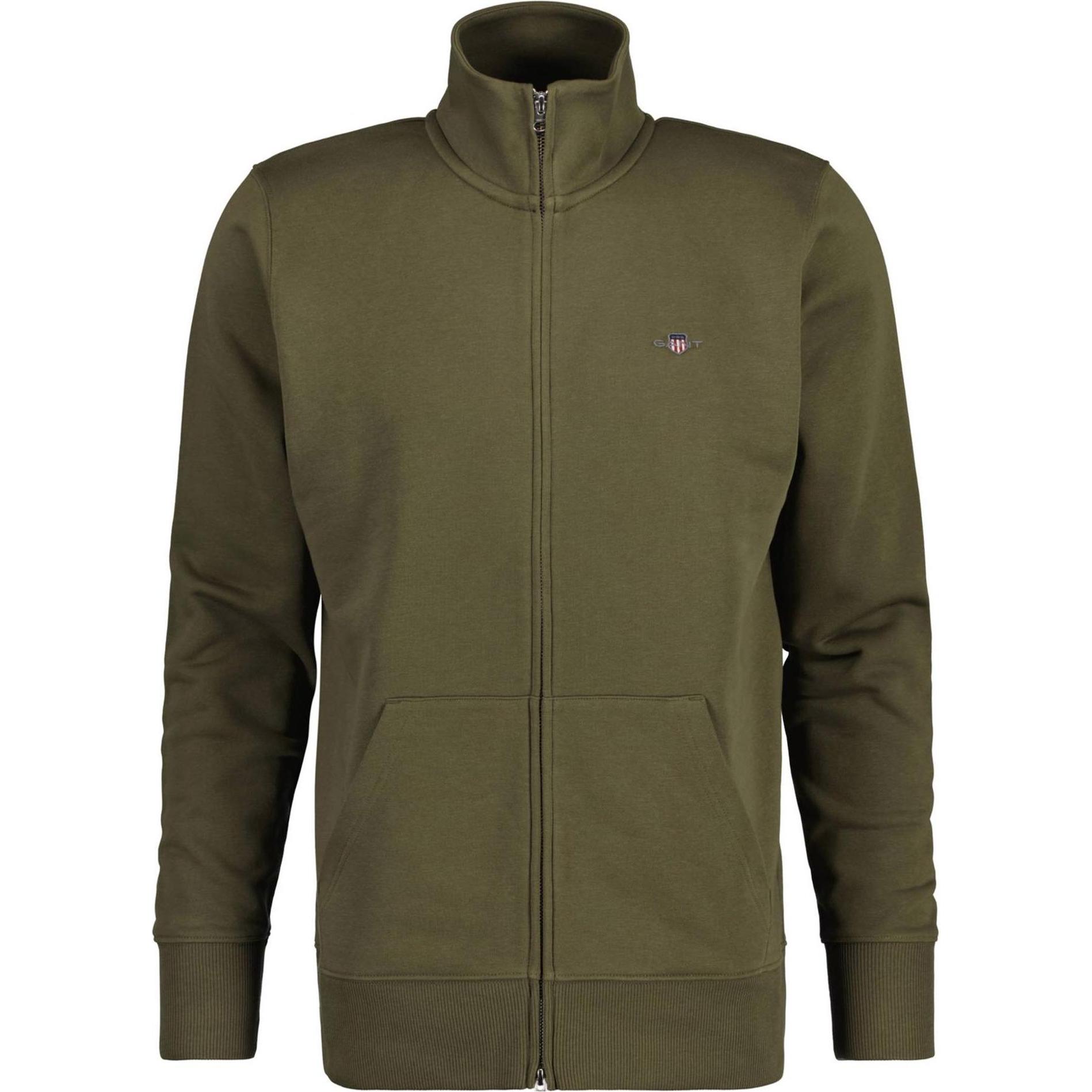 GANT, Herren, Pullover, Sweatjacke Casual Bequem sitzend, Grün, (XXL)
