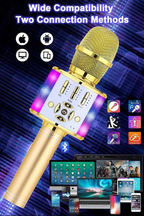 Produktbild Bonaok Kabelloses Bluetooth-Kindermikrofon mit LED-Lichtern