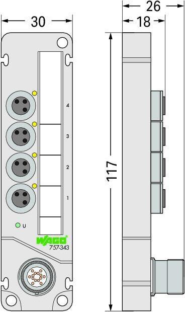 Produktbild Wago Sensor/Aktorbox passiv M8-Vert
