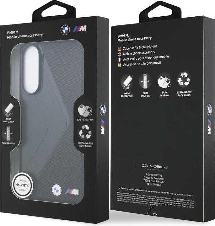 Image du produit BMW Case Leather Oversized Stripes MagSafe for Samsung Galaxy S25 Edge black (Samsung Galaxy S25 Edge)