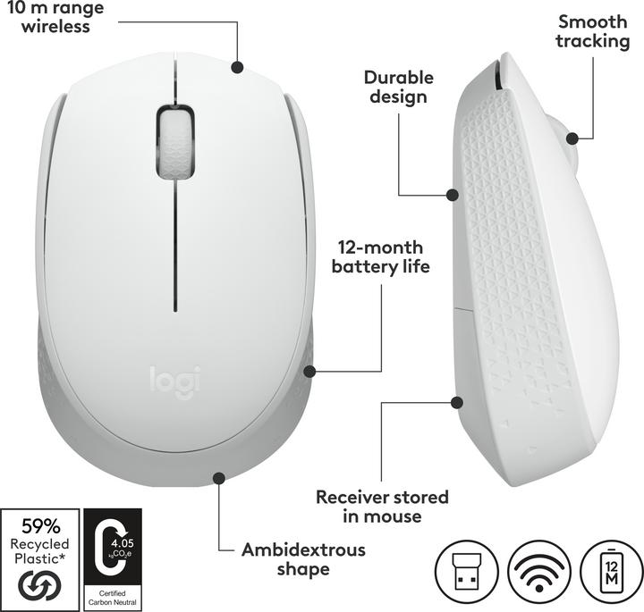 Productafbeelding Logitech M171 Draadloze Muis - Gebroken Wit (Draadloze)