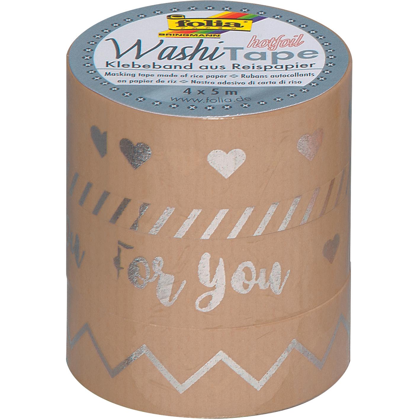 Folia Washi Tape silber 4 Mot.