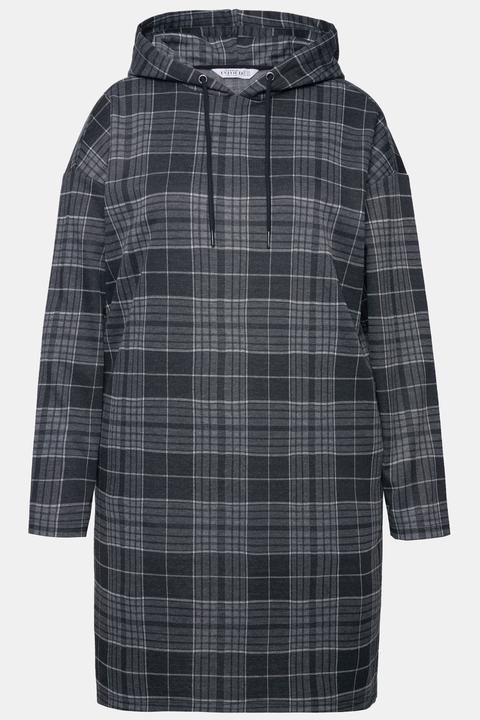 Produktbild Studio Untold Midikleid, oversized, Jersey, Karo, Kapuze, Langarm (46, 48)