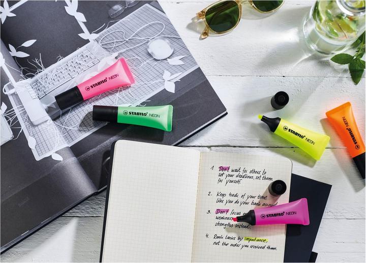 Produktbild STABILO NEON Textmarker (Gelb, Orange, Pink, Grün, 5 mm, 4 x)