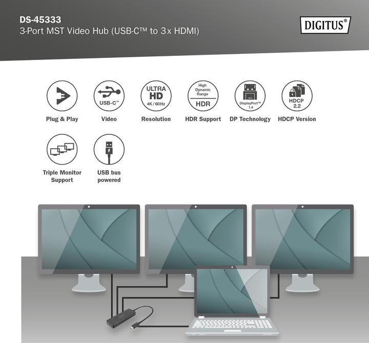 Produktbild Digitus DS-45333 (USB-C, 3 Port)