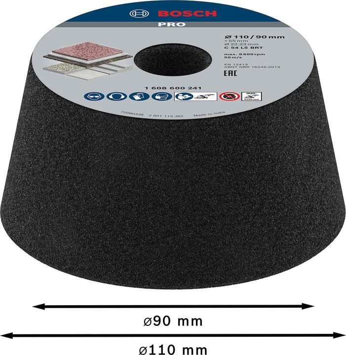Image du produit Bosch Professional Zubehör PRO Metal Meule conique, 90 x 110 x 55 mm, G54 (60)