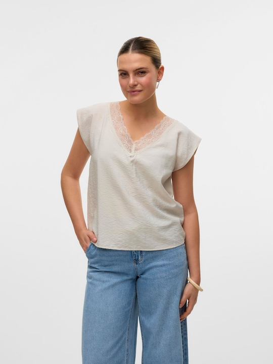 Image du produit Vero Moda Vmsafa Sl V-Neck Lace Top Wvn Ga Noos (S)