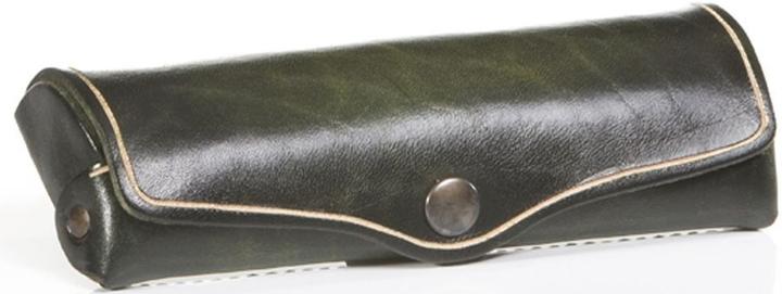 Actual product image Mika Glasses case, small, saddle leather, press stud, green