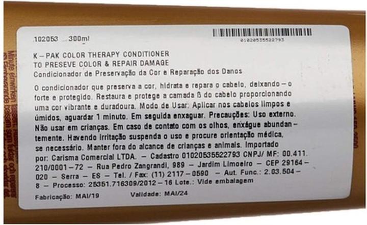 Nutritional values and ingredients Joico K-Pak Colour Therapy Conditioner 300ml (300 ml)