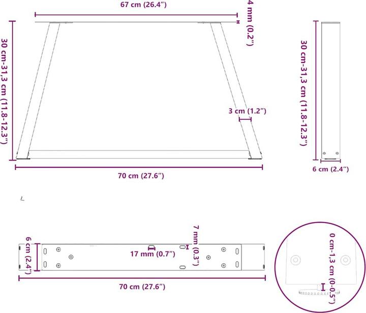 Produktbild vidaXL Couchtischbein