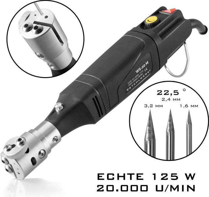 Produktbild Stahlwerk Wolframschleifgerät WS-20 M mit 125W für Wolframelektroden 1,6-3,2 mm (Geradschleifer, 125 W)