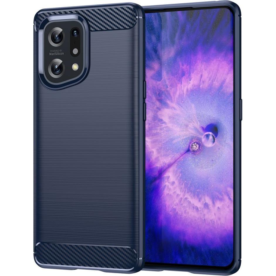 Cover-Discount OPPO Find X5 - Metall Carbon Look Hülle blau (Oppo Find X5), Smartphone Hülle, Blau