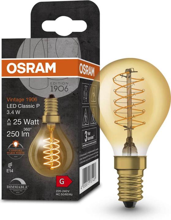 Actual product image Osram Vintage 1906 (E14, 3.40 W, 250 lm, 1 x, G)