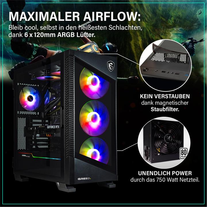 Produktbild Greed MK5 INTEL - Gaming PC - RTX 5070 & DDR5 (1000 GB, 32 GB, Intel Core i7-12700F, GeForce RTX 5070)