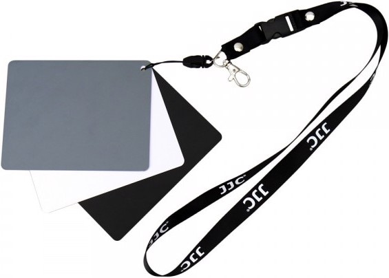 Immagine prodotto JJC Set di carte 3 in 1 grigio/bianco/nero per il bilanciamento del bianco (Vari)