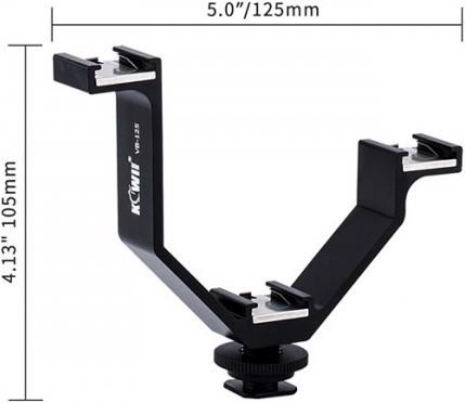 JJC Triple shoe v-bracket 125mm for tripod or camera (Flash unit adapter)