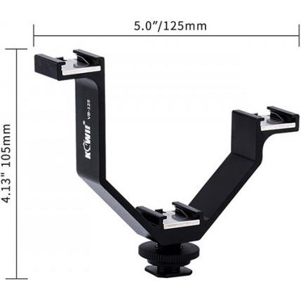 Thumbnail - JJC Triple Schuh v-bracket 125mm für Stativ oder Kamera (Blitzgerät Adapter), Blitzgerät Zubehör, Silber