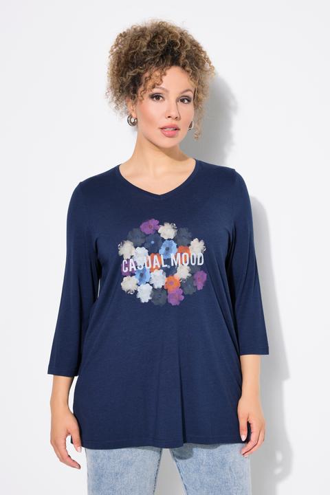 Immagine prodotto Ulla Popken maglia, fiori, Classic, scollo a V, manica 3/4 (56)