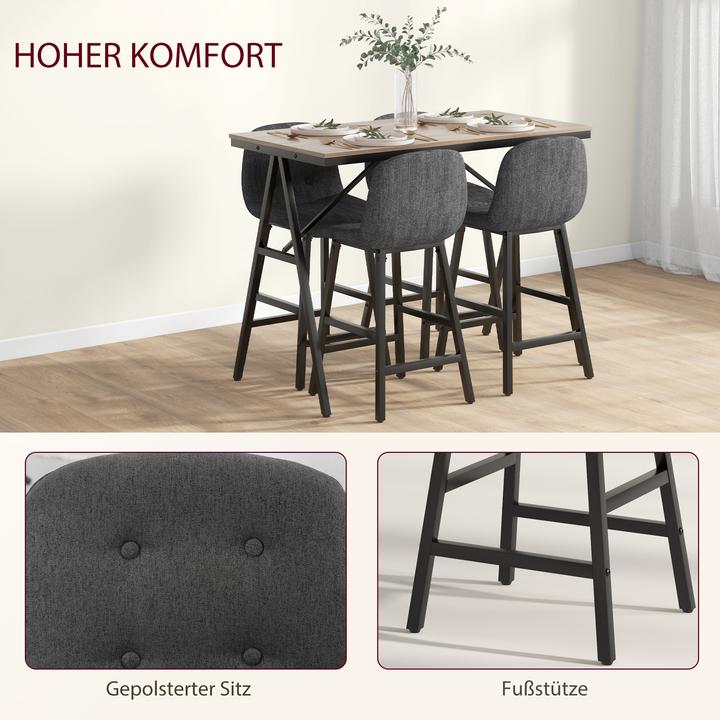 Actual product image Homcom Bartisch-Set Polyester, Spanplatte Dunkelgrau