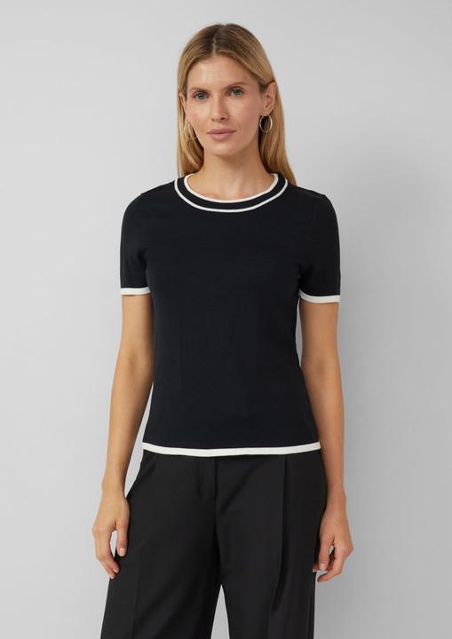 Produktbild s.Oliver Strickpullover Kurzärmeliger Strickpullover mit Kontrastdetails (36)