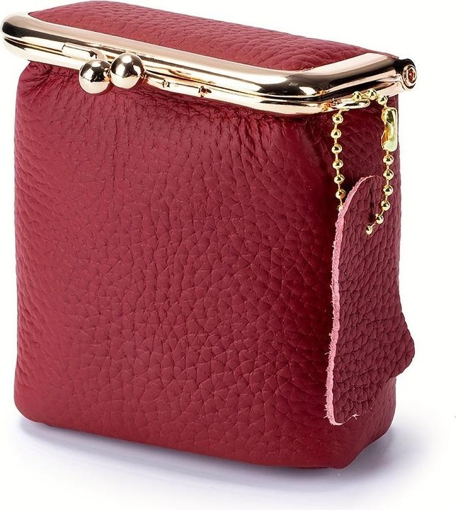 Only-Bags.Store Vintage Echtleder Mini Handtasche Organizer mit sicheren Kiss Lock - geräumige Geldbörse