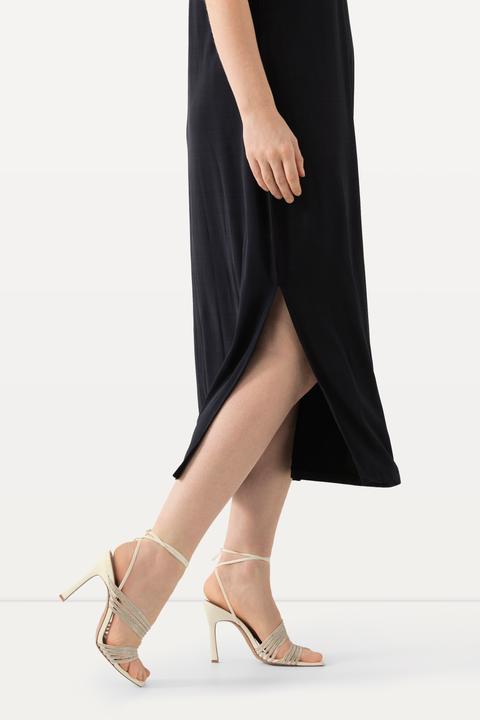 Produktbild Ulla Popken Slinky-Midikleid, A-Linie, V-Ausschnitt, ärmellos (60)