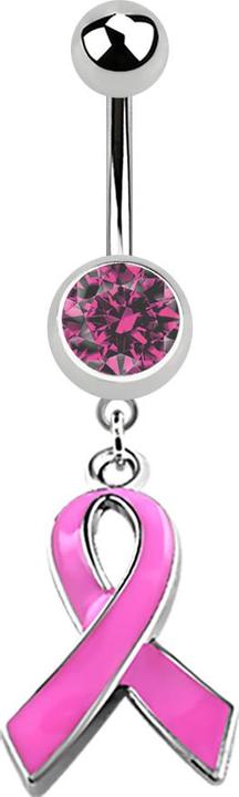 Immagine prodotto Star Piercing Banana argento con due sfere di cristallo e fiocco rosa (senza ottone, Acciaio chirurgico 316L)